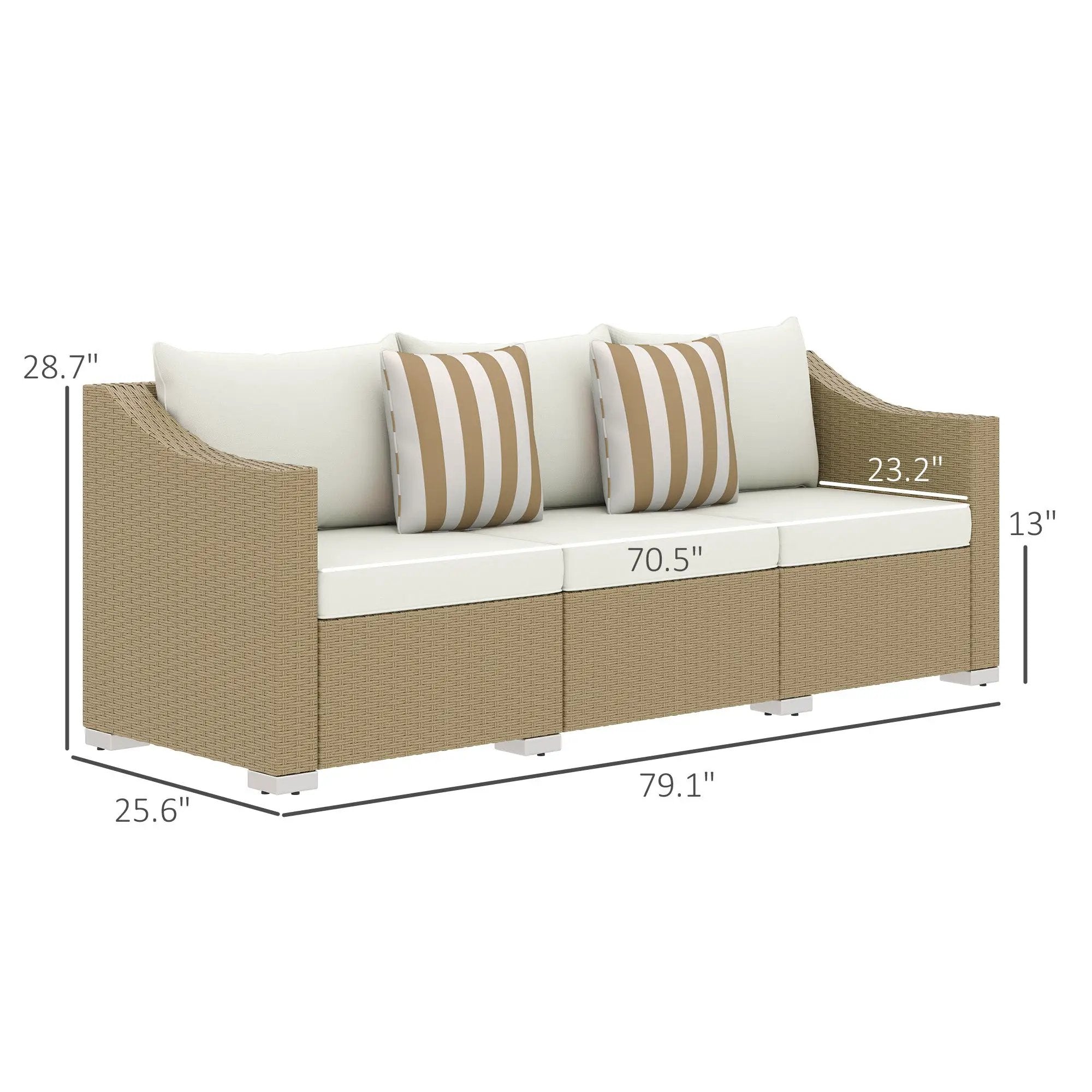 Outdoor Furniture Rattan Sofa with Cushions and Throw Pillows by HouseOfZazla