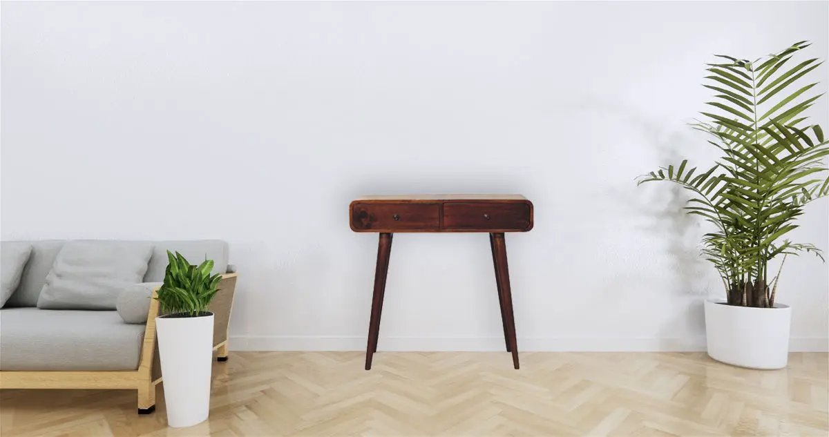 Curved Hallway Table - Chestnut by HouseOfZazla