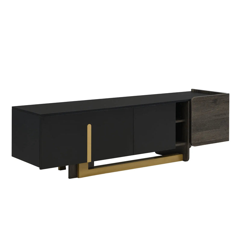 TV Stand With 1 Drawer, 2 Cabinets And Adjustable Shelves by HouseOfZazla
