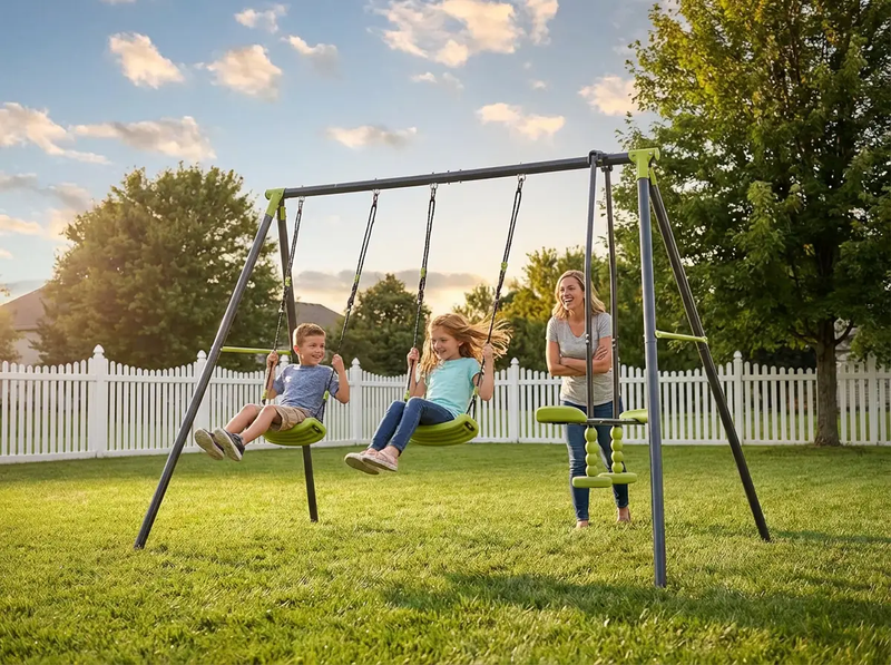 Triple Children Metal Safe Swing Set by HouseOfZazla