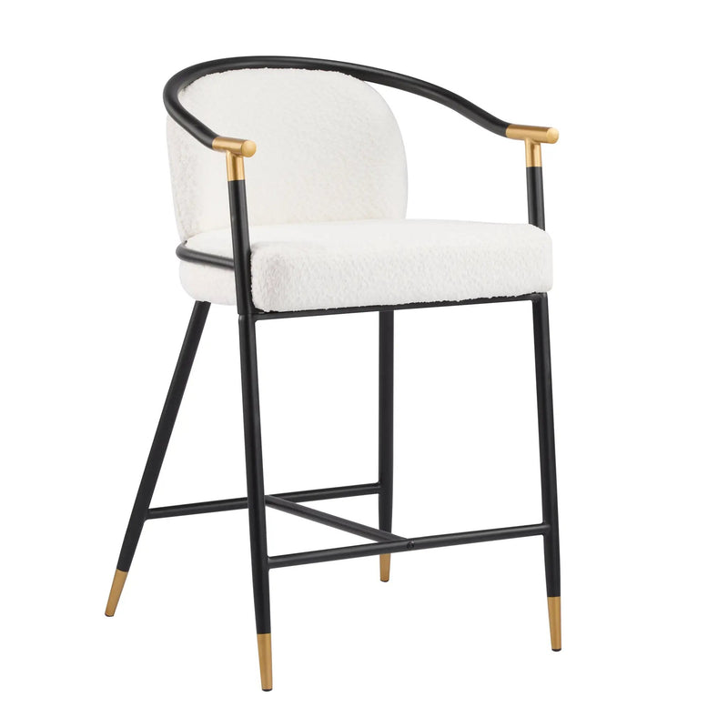 26" H Upholstered Counter Stool with Metal Frame (Set of 2) - Beige by HouseOfZazla