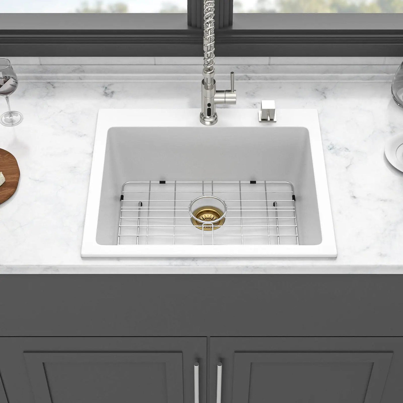 Quartz Kitchen Sink, Granite Composite, Drop In Sink With Durable Design by HouseOfZazla