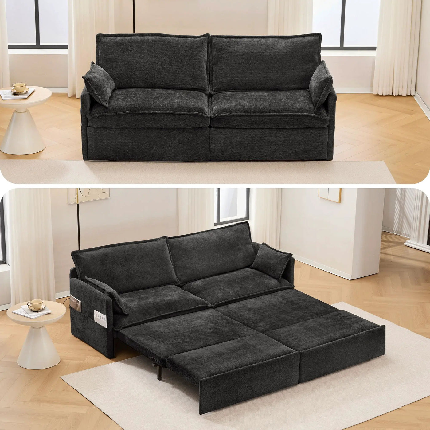 Pull Out Sofa Bed, Convertible Sleeper Sofa Couch, Side Storage, And USB / C - Type Charging Ports Chair by HouseOfZazla