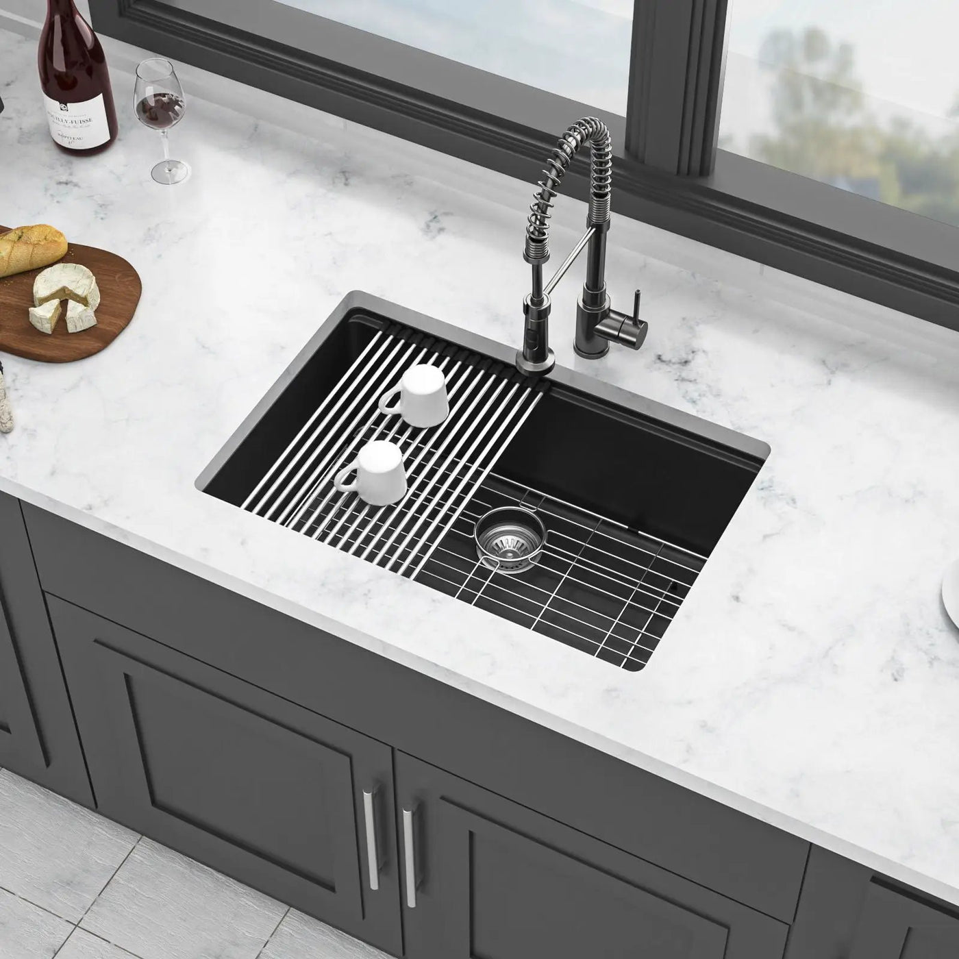 Quartz Kitchen Sink, Granite Composite Workstation Undermount by HouseOfZazla