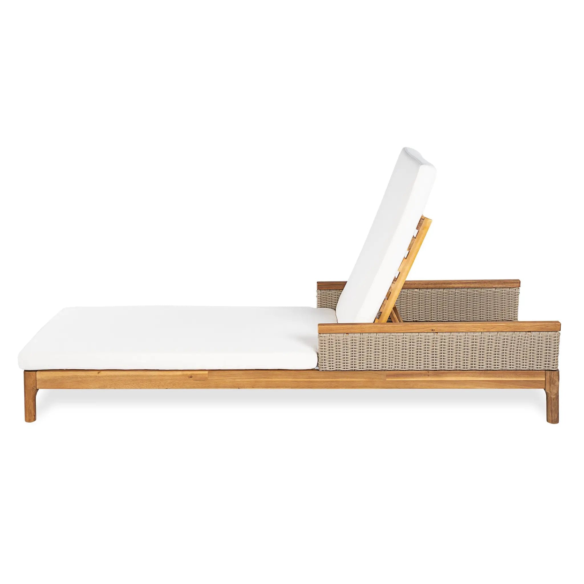 76.8" Solid Acacia Wood Sun Lounger Set of 2 with Cushions by HouseOfZazla