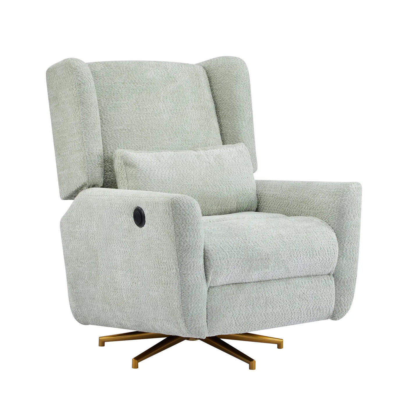 Power Recliner Chair Swivel with Boucle Upholstery and 360° Swivel by HouseOfZazla