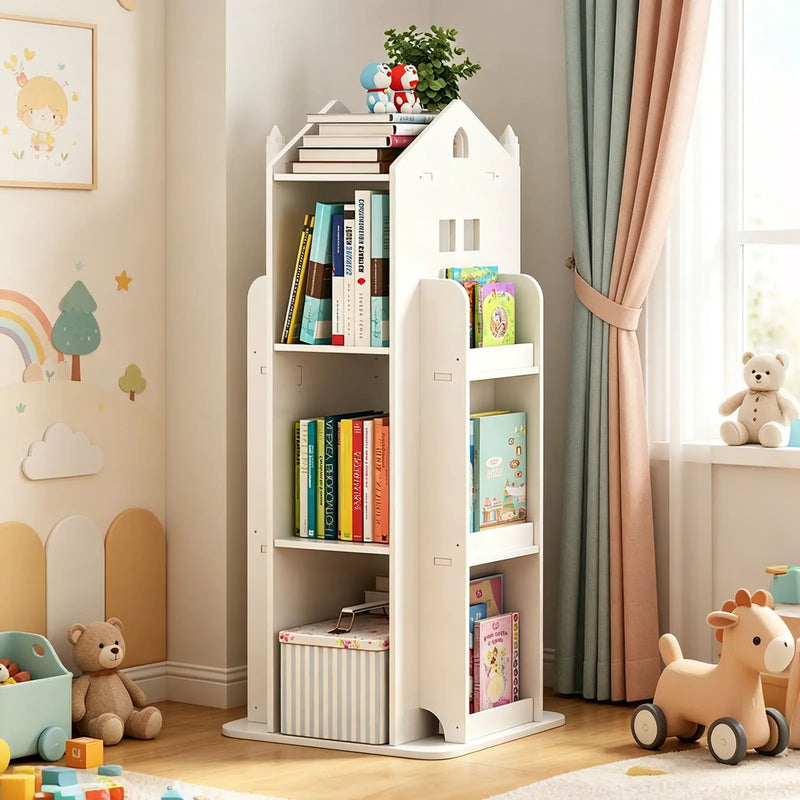 4-Tier Rotating Bookshelf for Bedroom and Living Room by HouseOfZazla