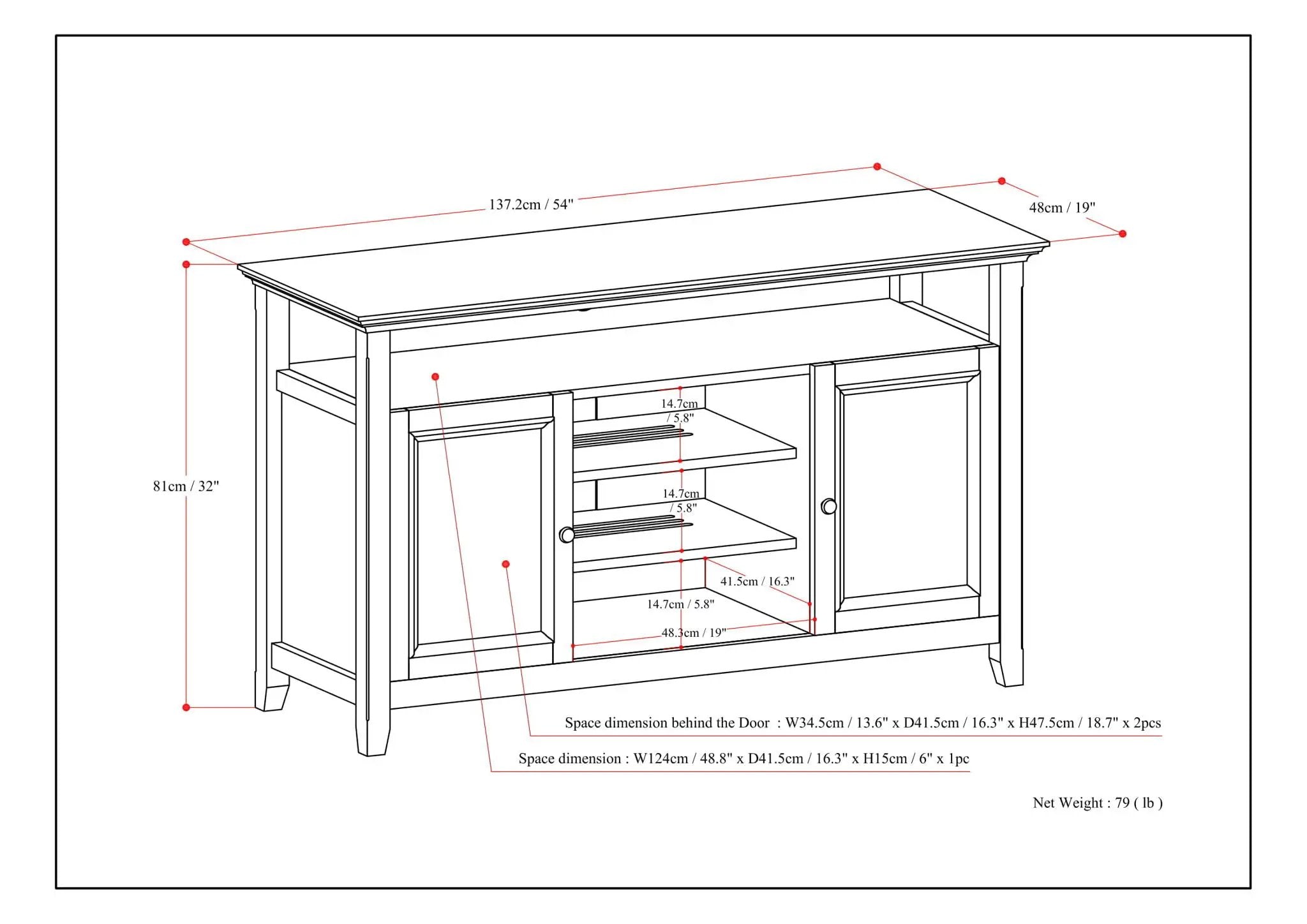 Amherst - TV Media Stand - Medium Saddle Brown by Unique Piece Furniture