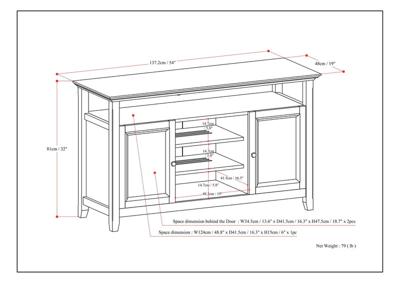 Amherst - TV Media Stand - Medium Saddle Brown by Unique Piece Furniture