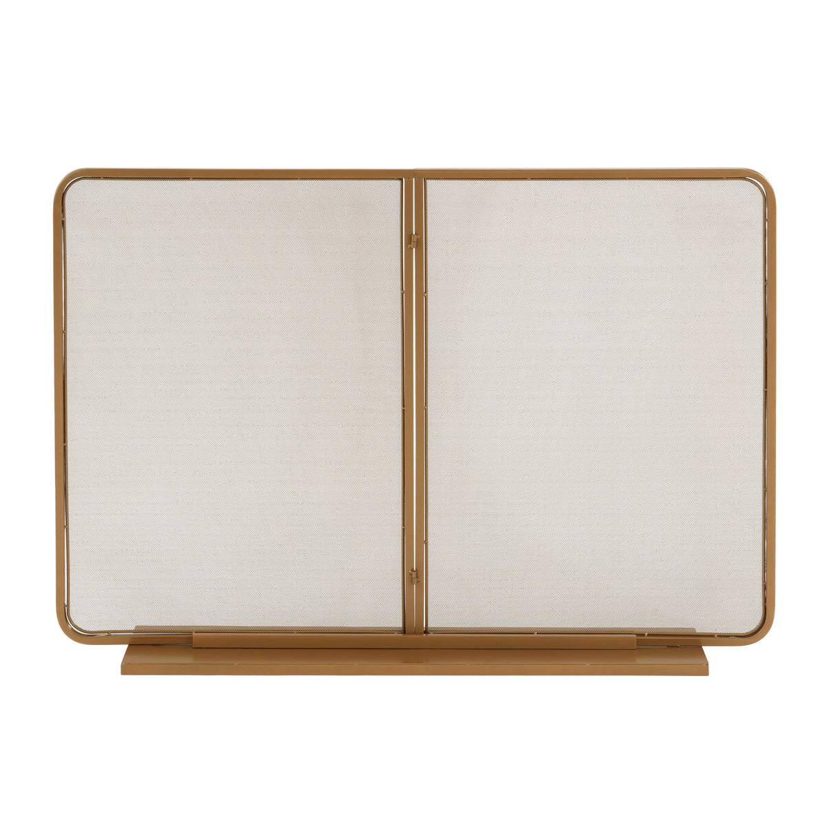 Gold Two‑Panel Freestanding Fireplace Screen with Iron Mesh - Gold, photo 6 of 10