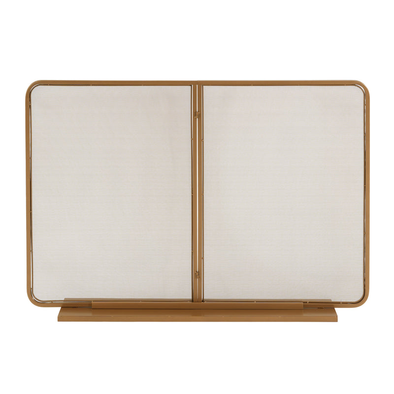 Gold Two‑Panel Freestanding Fireplace Screen with Iron Mesh - Gold, photo 6 of 10