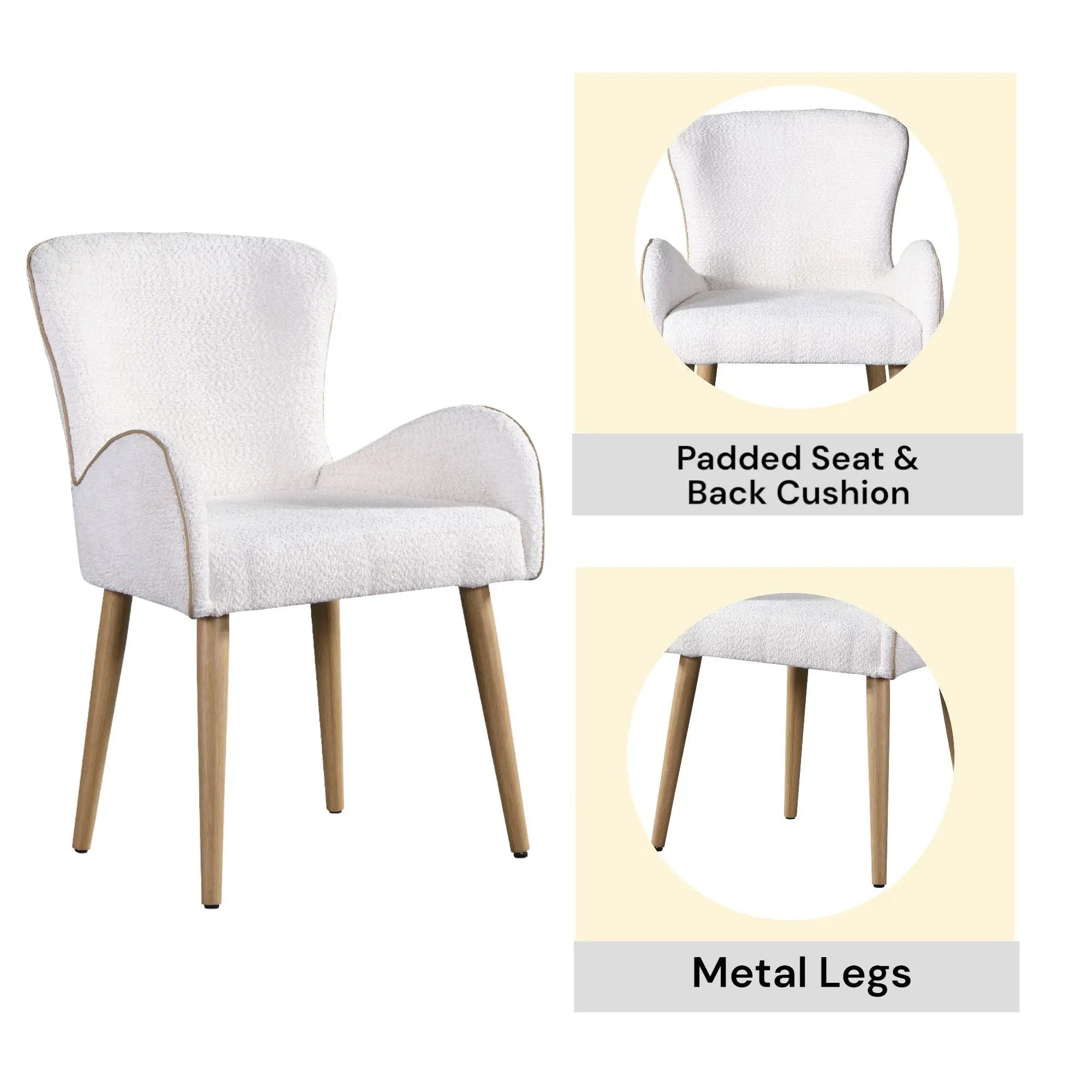 Qwin - Boucle Side Chair (Set of 2) - Beige by HouseOfZazla