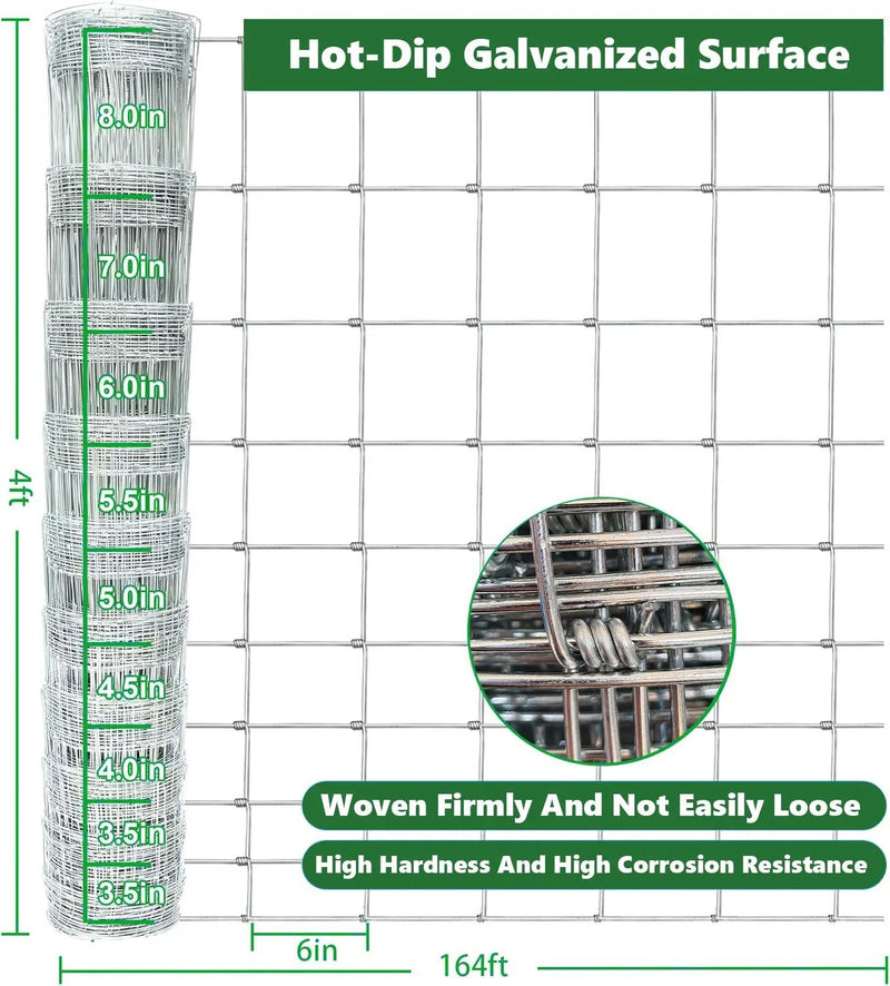 Farm Fence 4ft x 164ft 14-Gauge Heavy Zinc Coated Wire Fencing by HouseOfZazla