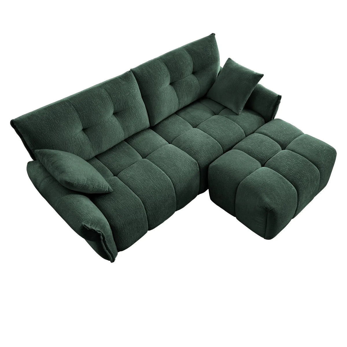 Modern Chenille Fabric 2-Seater Sofa With Ottoman by HouseOfZazla