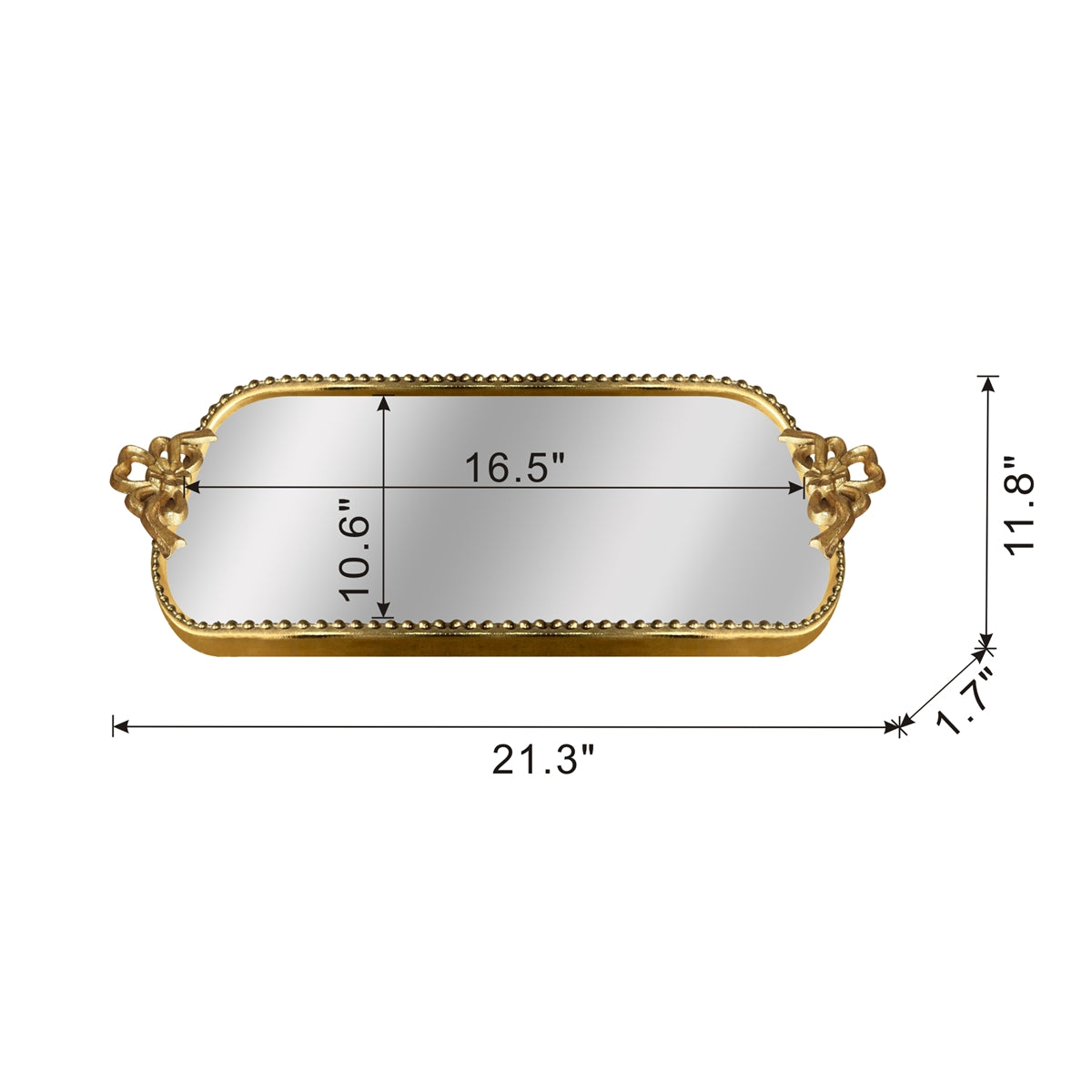 Ornate Gold Accent Tray with Mirrored Surface by HouseOfZazla