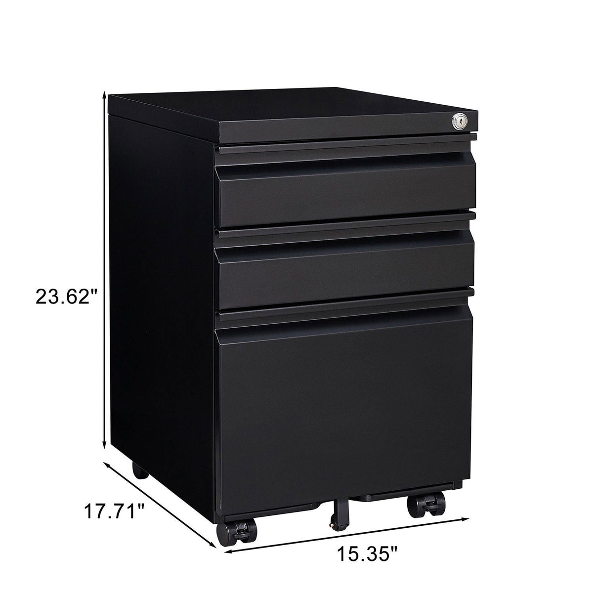 Contemporary 3 Drawer Mobile Filing Cabinet With Lock, photo 7 of 8