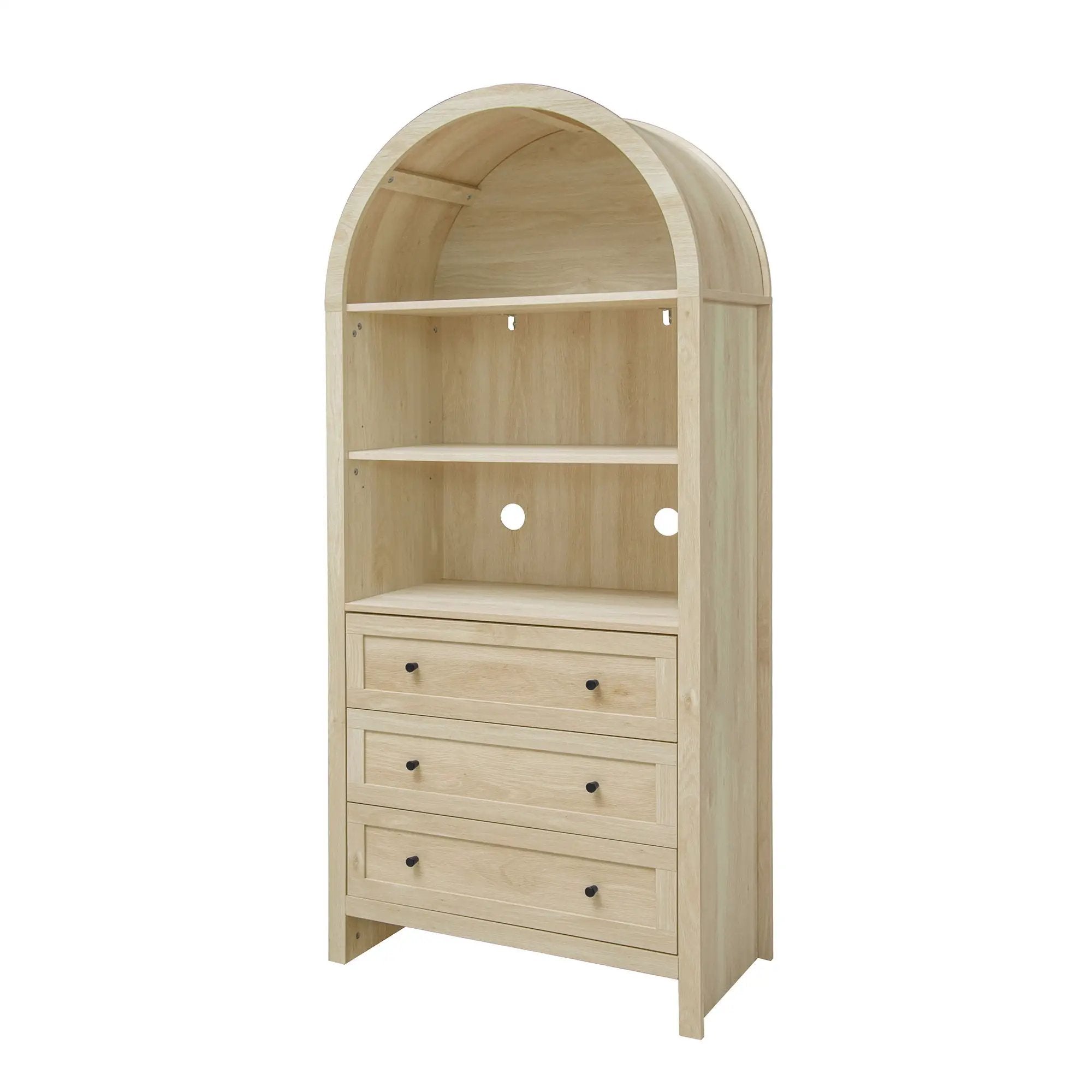 Arched Kitchen Pantry, Modern Farmhouse Wood Kitchen Storage Cabinets, Arched Storage Display Cabinet With Adjustable Shelves, Versatile Cupboard For Kitchen, Dining Room, Living Room - Natural by HouseOfZazla