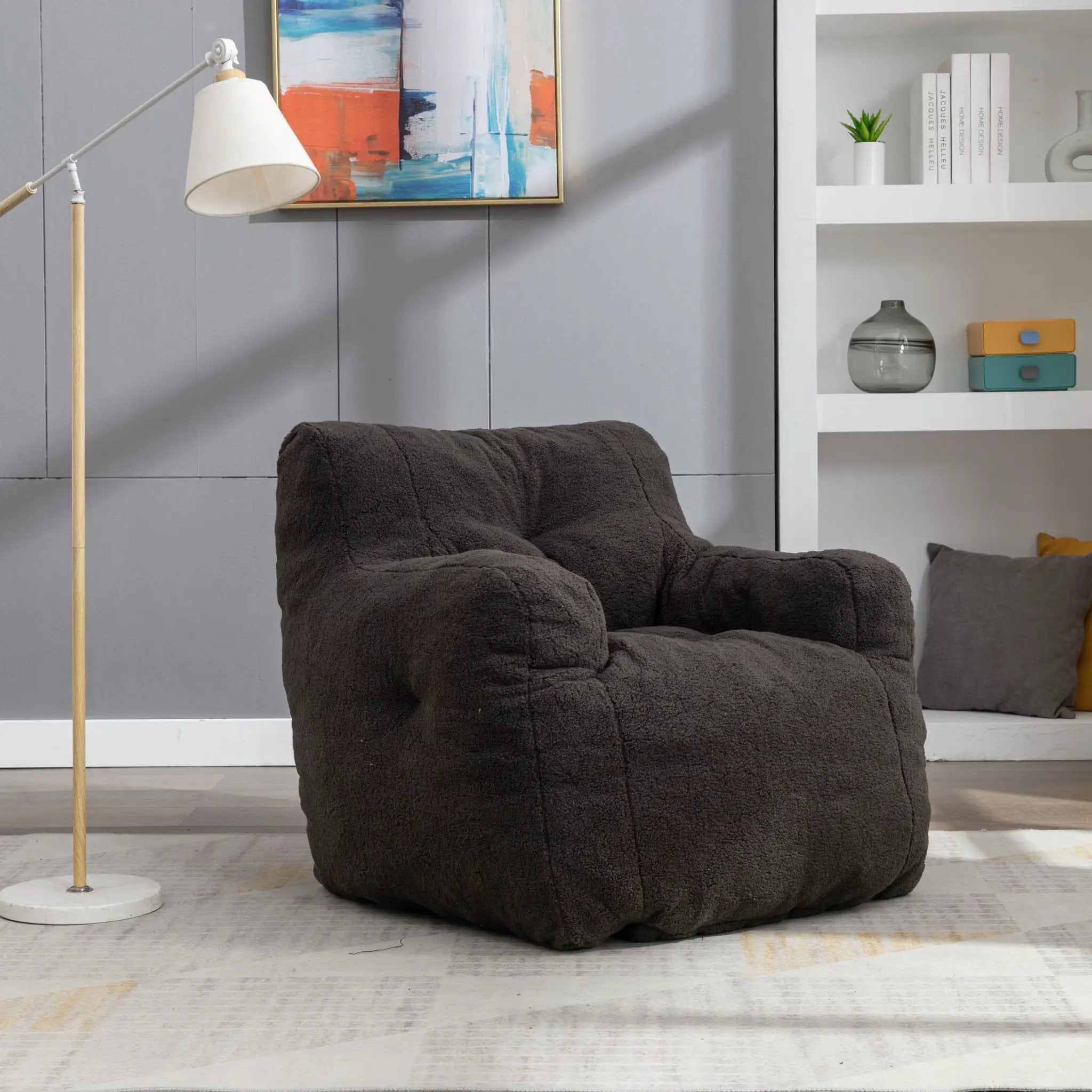 Soft Teddy Fabric Tufted Foam Bean Bag Chair With Teddy Fabric by Unique Piece Furniture
