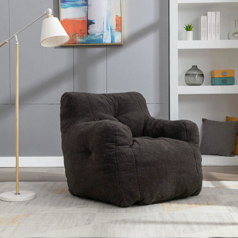 Soft Teddy Fabric Tufted Foam Bean Bag Chair With Teddy Fabric by Unique Piece Furniture