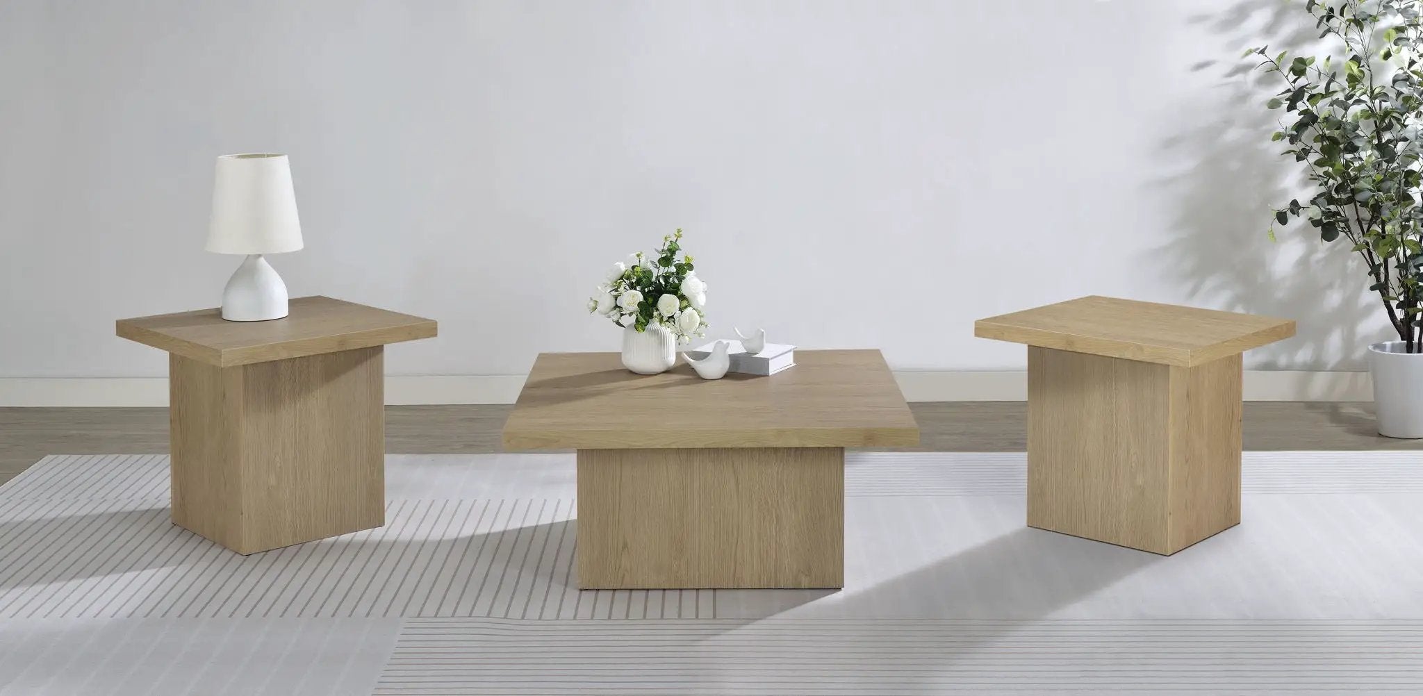 Devar 3-piece Square Cocktail Coffee End Table Set Latte by Unique Piece Furniture