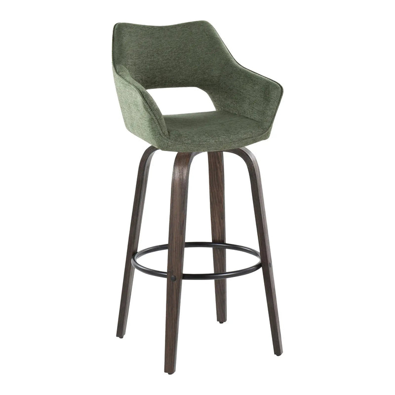 Mustang - Contemporary Fixed Height Barstool With Swivel With Round Footrest (Set of 2) by Unique Piece Furniture