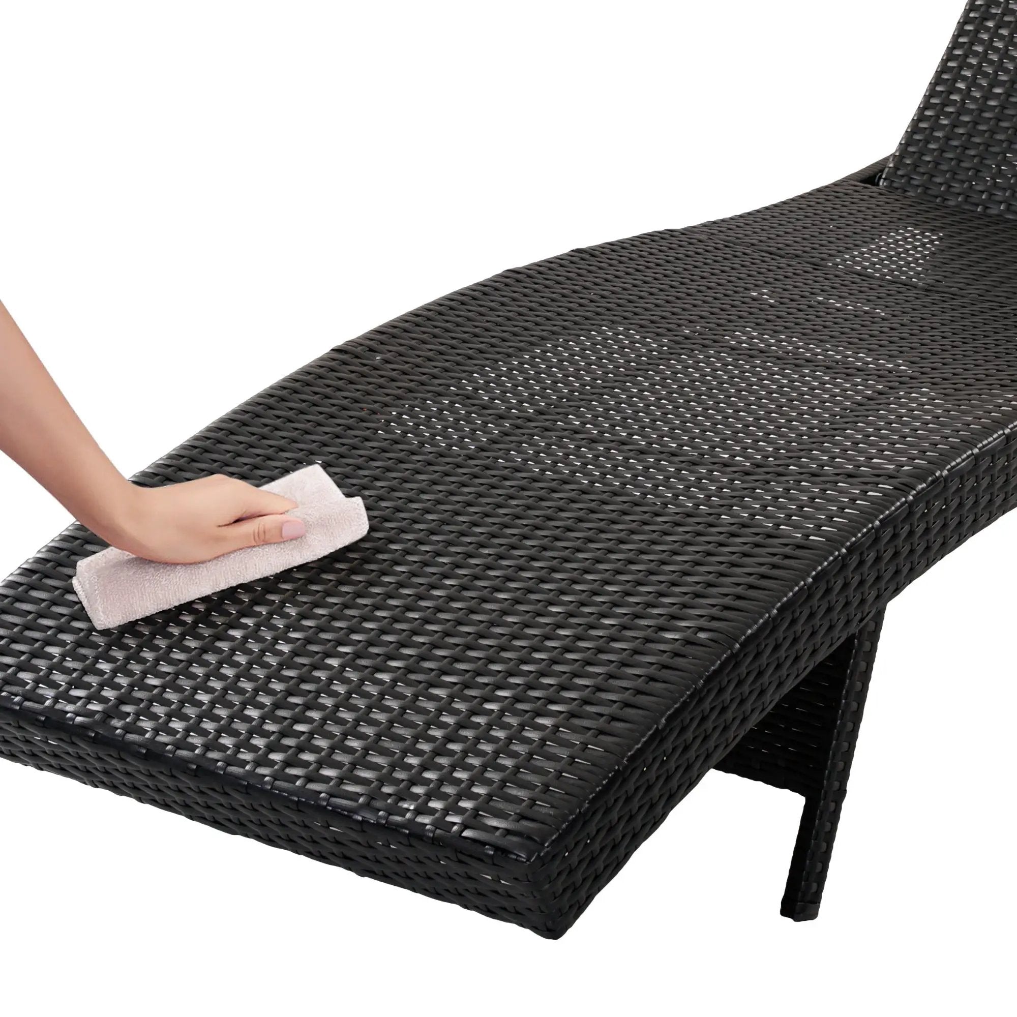 K&K 80'' Patio Wicker Chaise Lounge Chairs Set of 2 by HouseOfZazla