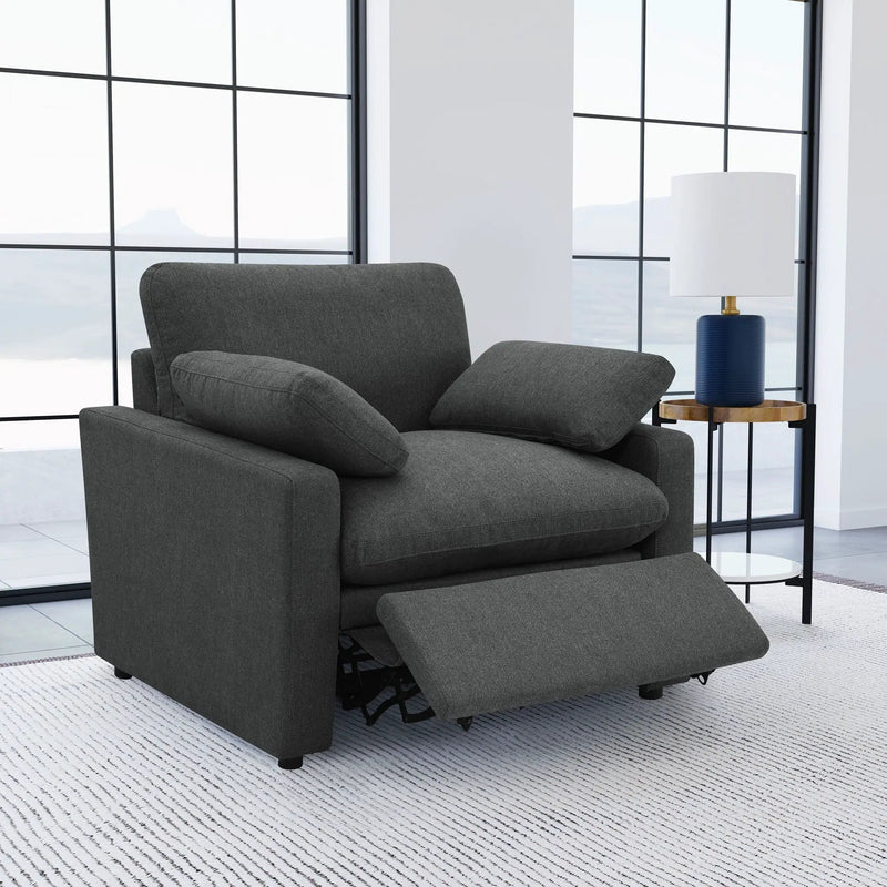 Collins Upholstered Power Recliner Chair Dark Grey by Unique Piece Furniture