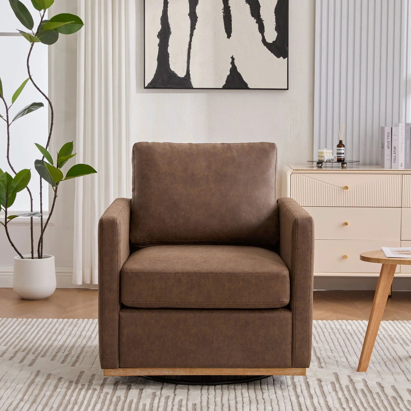 Modern Upholstered Square Swivel Accent Chair With 360 Degree Rotation by HouseOfZazla