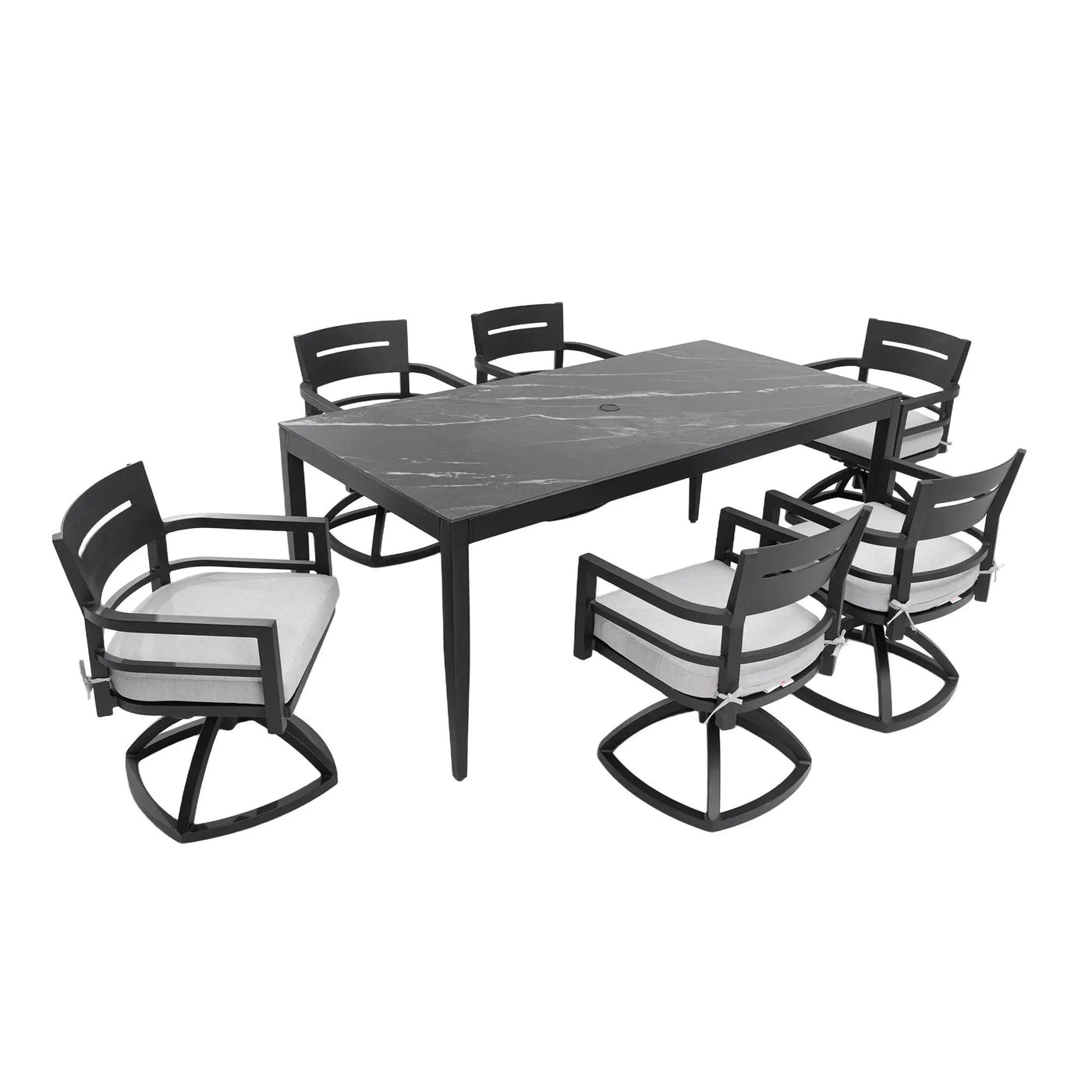 Modern Outdoor Patio Dining Set With Table And Chairs With Sunbrella Cushions by HouseOfZazla