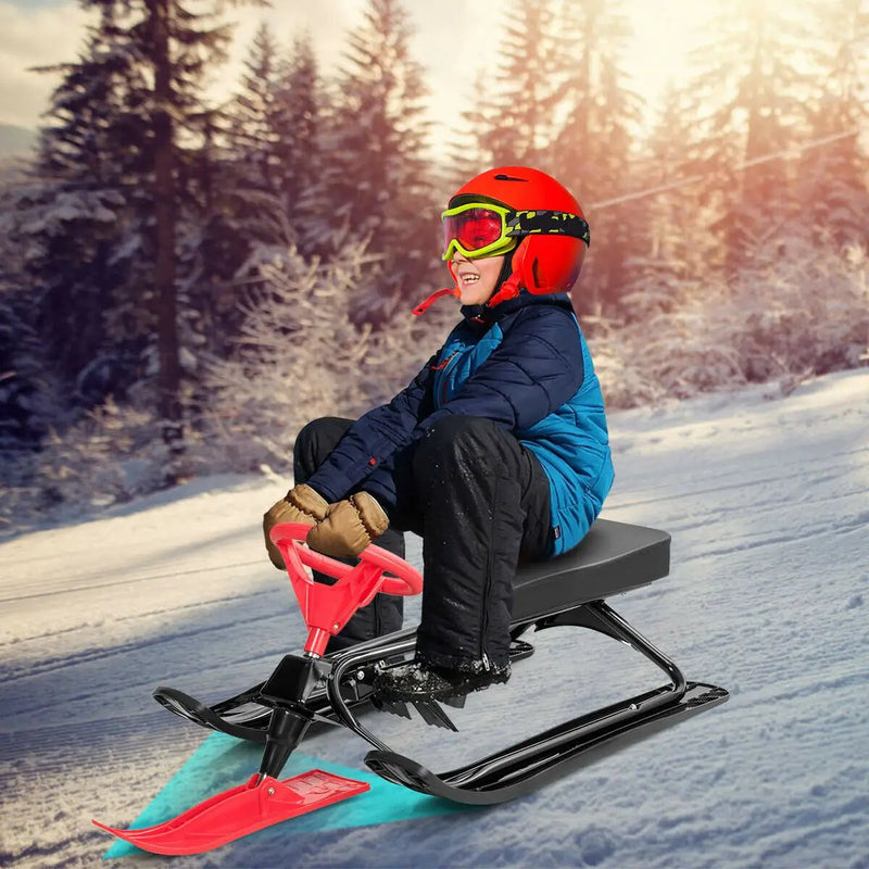 Kids Snow Sand Grass Sled w/ Steering Wheel and Brakes by DirectDeals