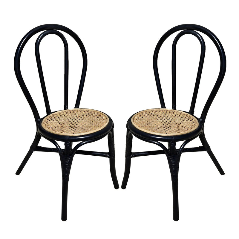 Rattan Dining Chair (Set of 2) - Black Multi by HouseOfZazla