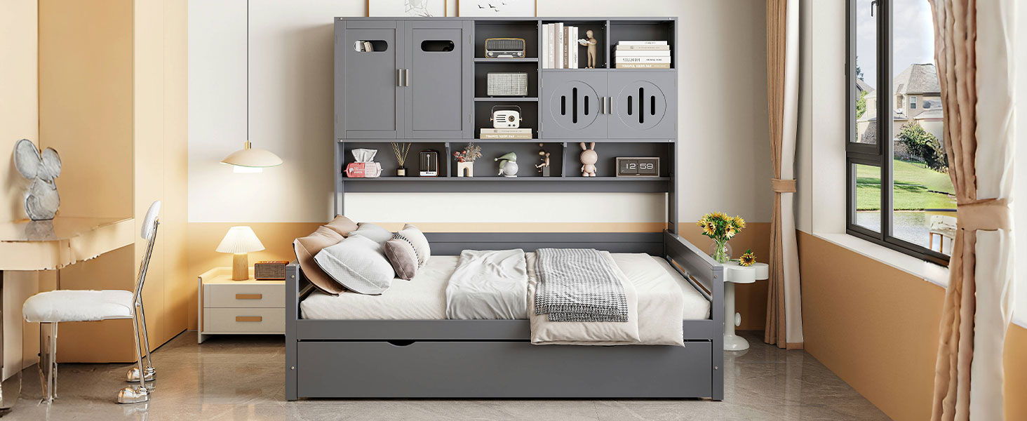 Daybed With All-In-One Cabinet And Shelf by HouseOfZazla