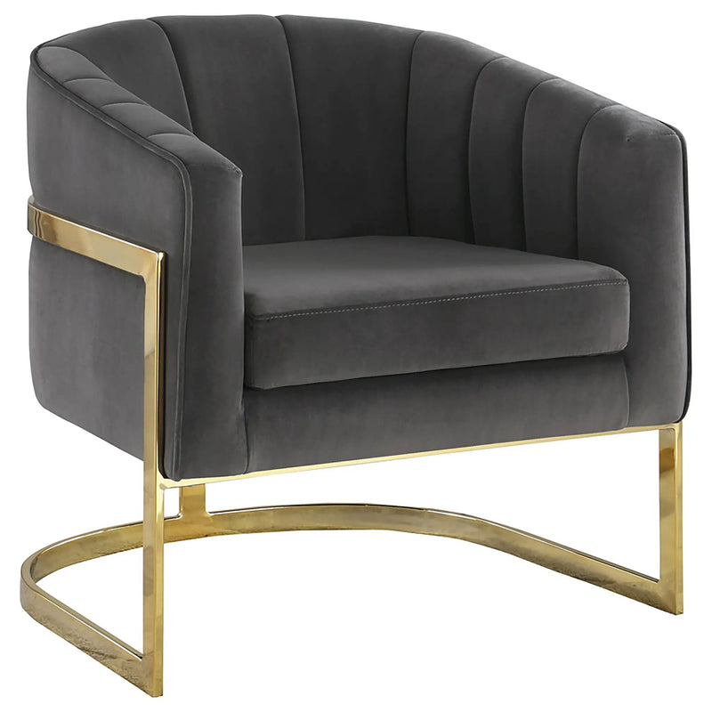 Tufted Barrel Accent Chair Upholstered Lounge Chair - Gray by HouseOfZazla