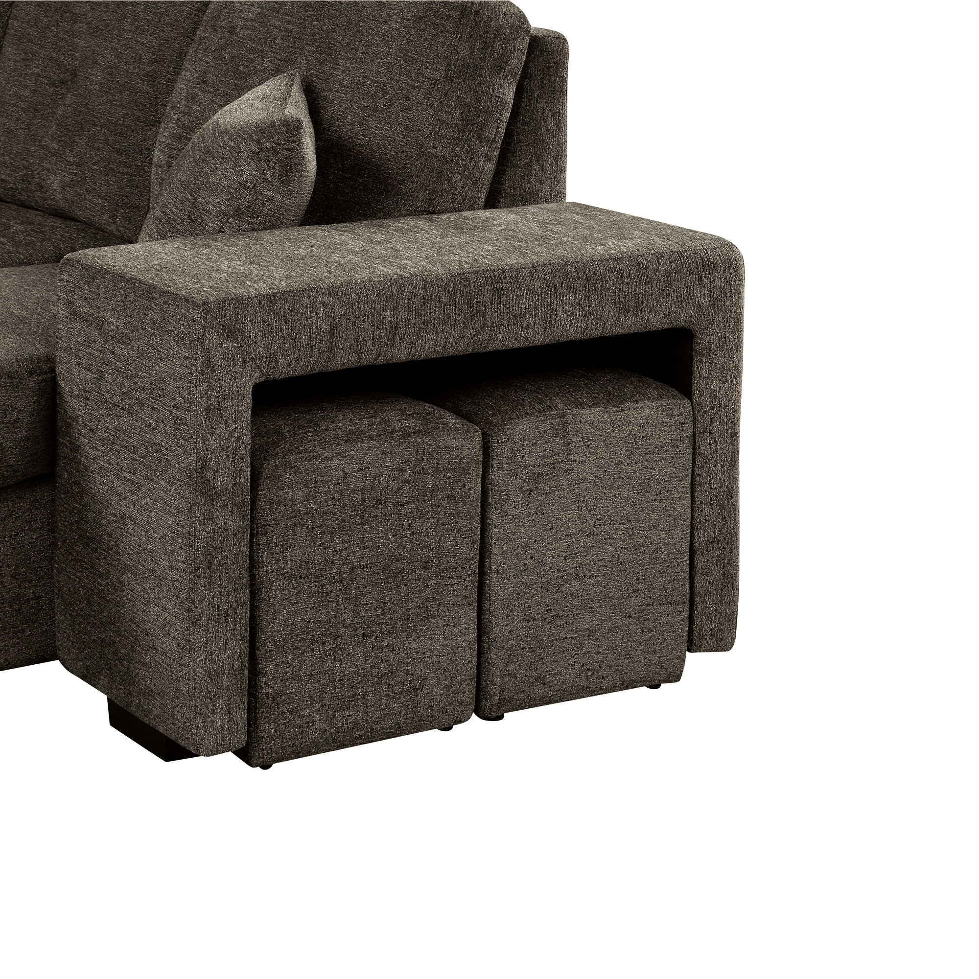 Reversible Sleeper Sectional Sofa Bed With Side Shelf And 2 Stools, Pull-Out L-Shaped Sofa Bed, Corner Sofa-Bed With Storage Chaise Left / Right Hande For Living Room by HouseOfZazla