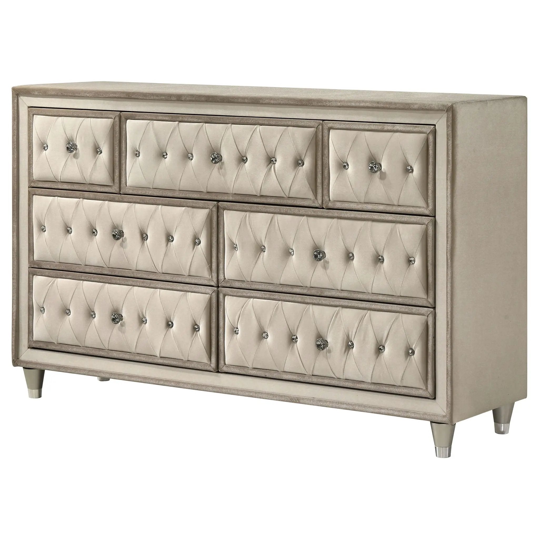 Antonella 7-drawer Upholstered Dresser Ivory and Camel by Unique Piece Furniture