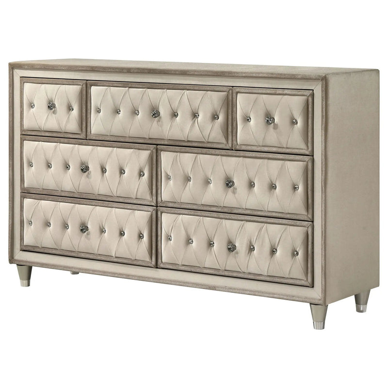 Antonella 7-drawer Upholstered Dresser Ivory and Camel by Unique Piece Furniture