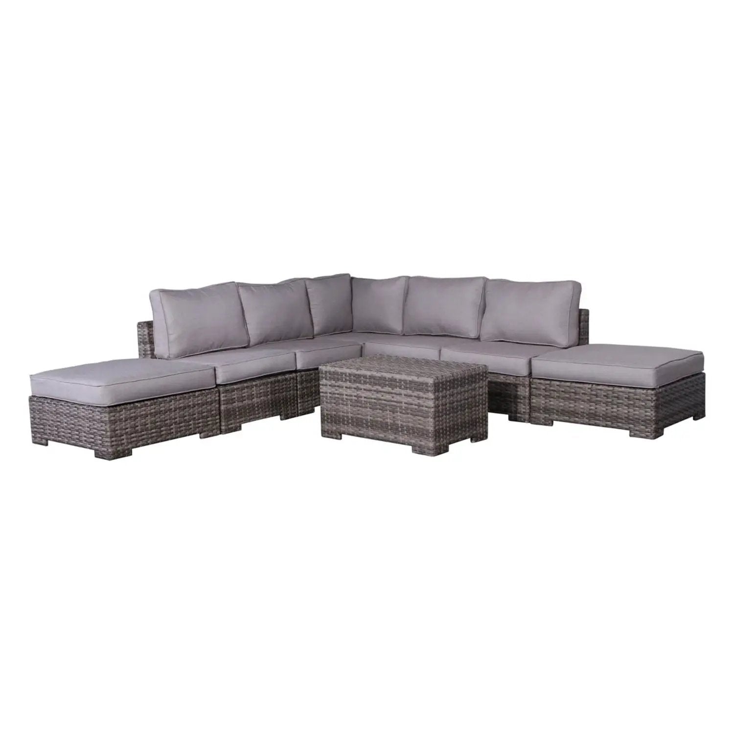 Outdoor 6 Person Wicker Seating Group With Cushions - Gray Mix by Unique Piece Furniture
