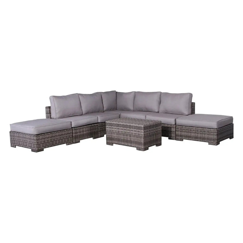 Outdoor 6 Person Wicker Seating Group With Cushions - Gray Mix by Unique Piece Furniture