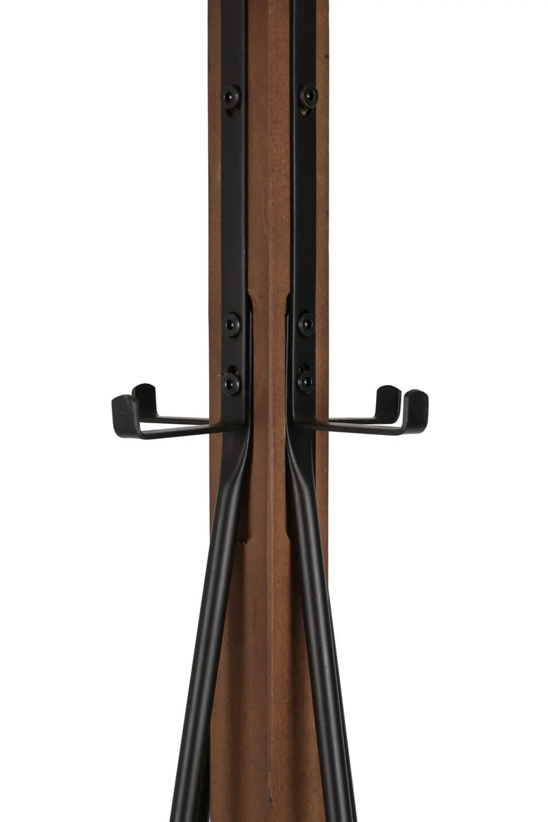 Reclaimed Wood And Metal Freestanding Coat Rack With Hooks Use In Bedroom, Living Room - Natural by HouseOfZazla