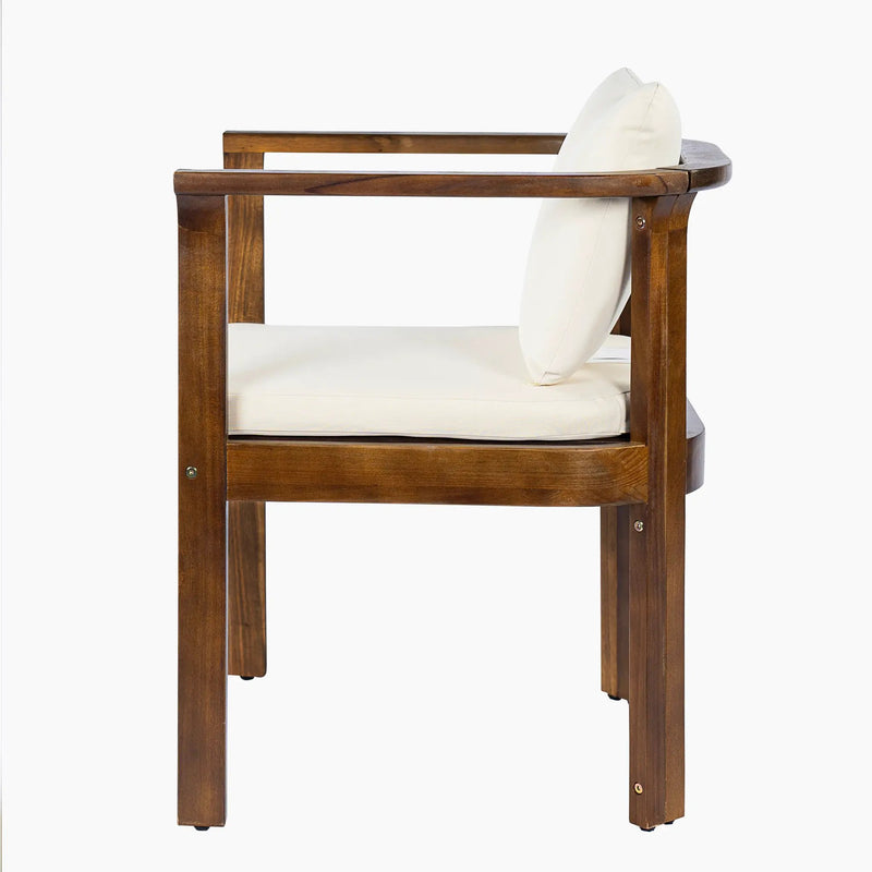 Outdoor Dining Chair Set of 2 with Curved Acacia Wood Arms by HouseOfZazla