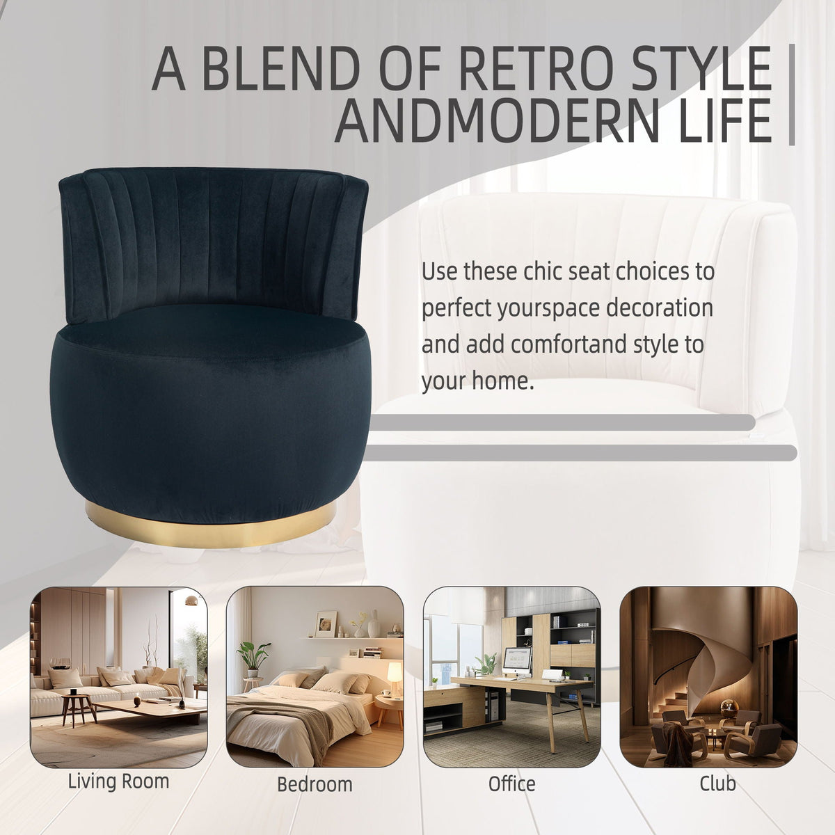 360 Degree Swivel Cuddle Barrel Accent Sofa Chair, photo 38 of 40