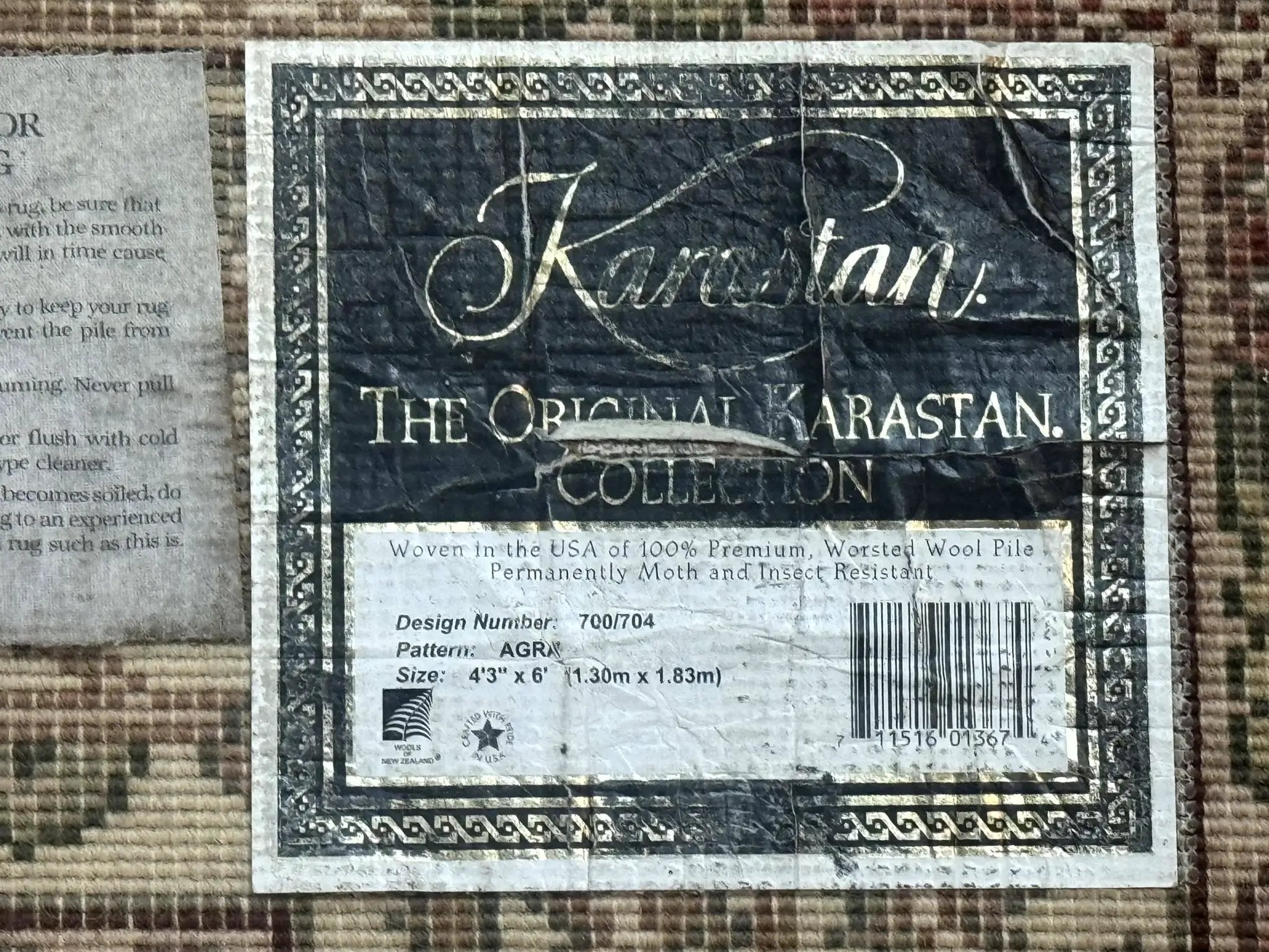 Karastan Rug 4x6, Agra #704, Original 700 Series, Vintage Wool Pile Discontinued Karastan Carpet by Jewel Rugs