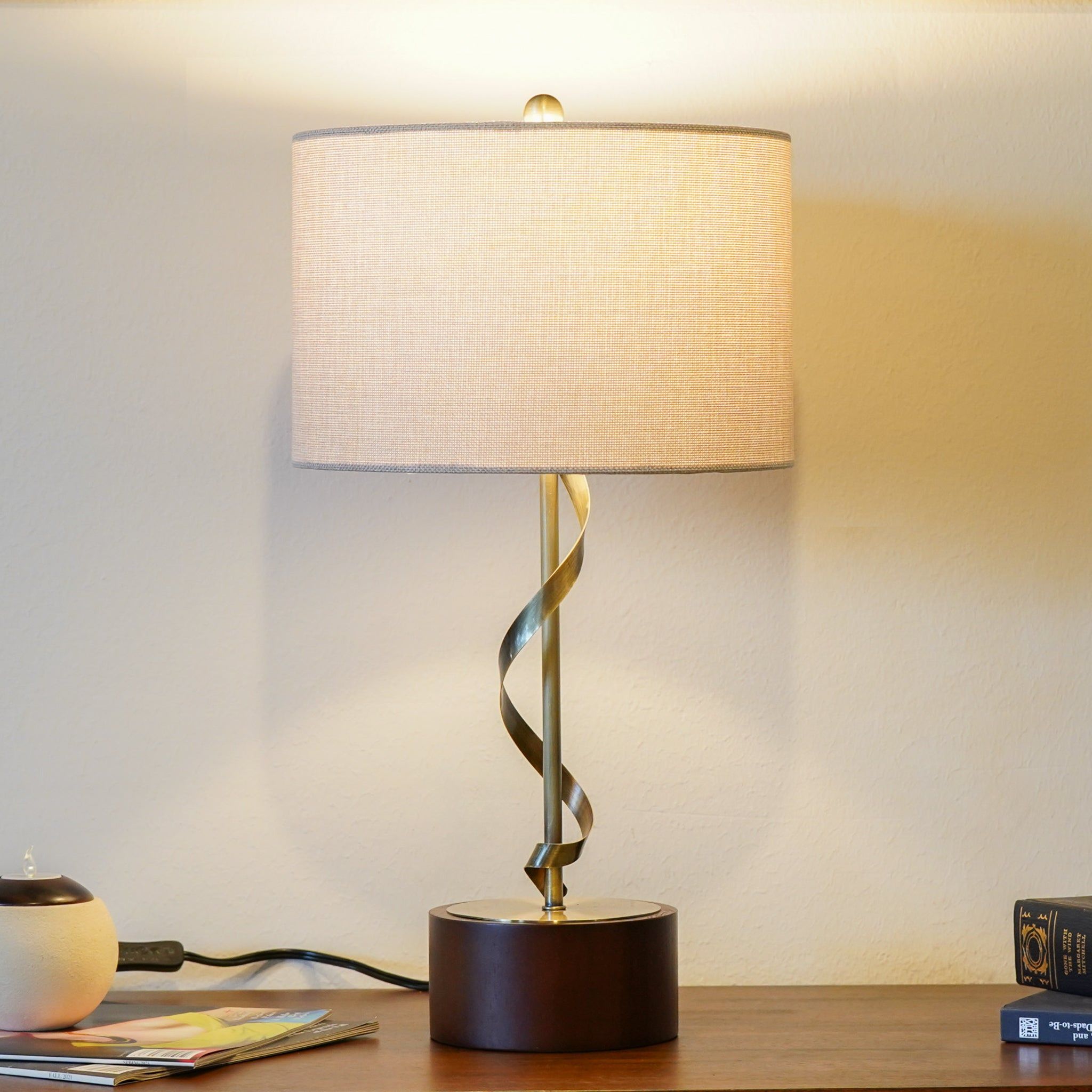 Nightstand Desk Lamp With Twisted Base - White by HouseOfZazla