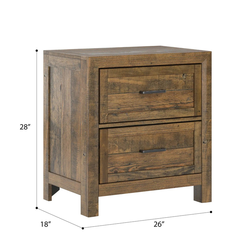 Rustic 2 Drawer Nightstand - Brown - Wood by Unique Piece Furniture