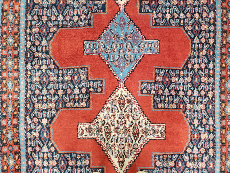 4x6 Western Kurdistan Kurdish Carpet Senneh Wool Area Rug Veg Dyes Red Blue Nice by Jewel Rugs