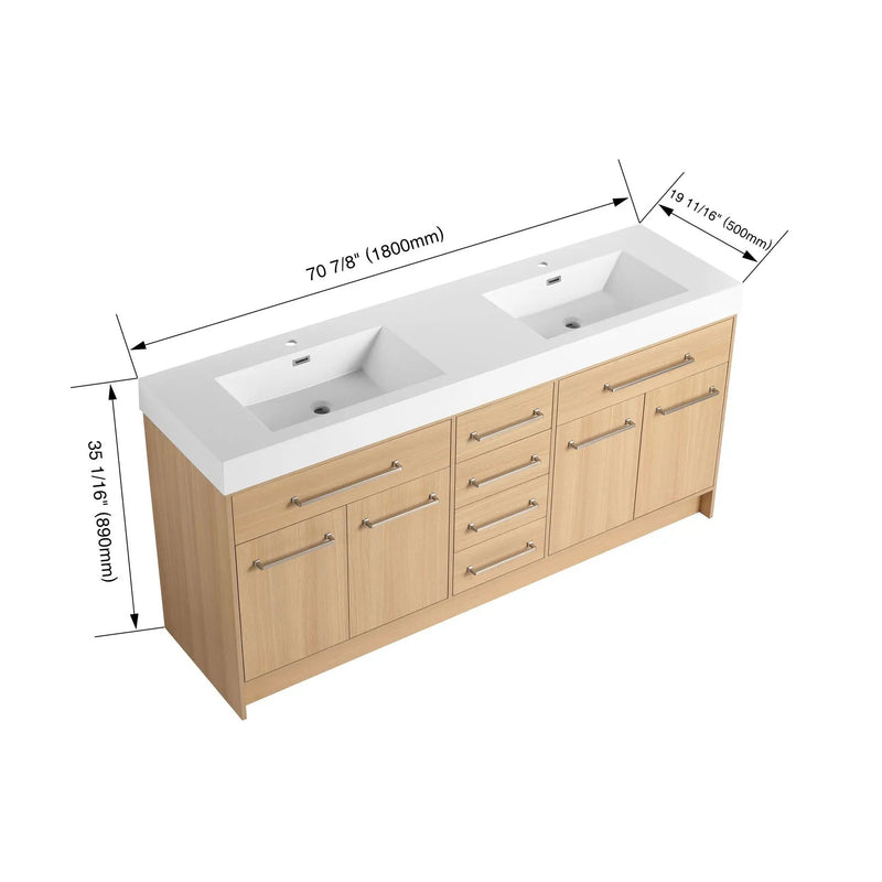 Freestanding Bathroom Vanity With Resin Sink, Soft-Closing Doors And Drawers by Unique Piece Furniture