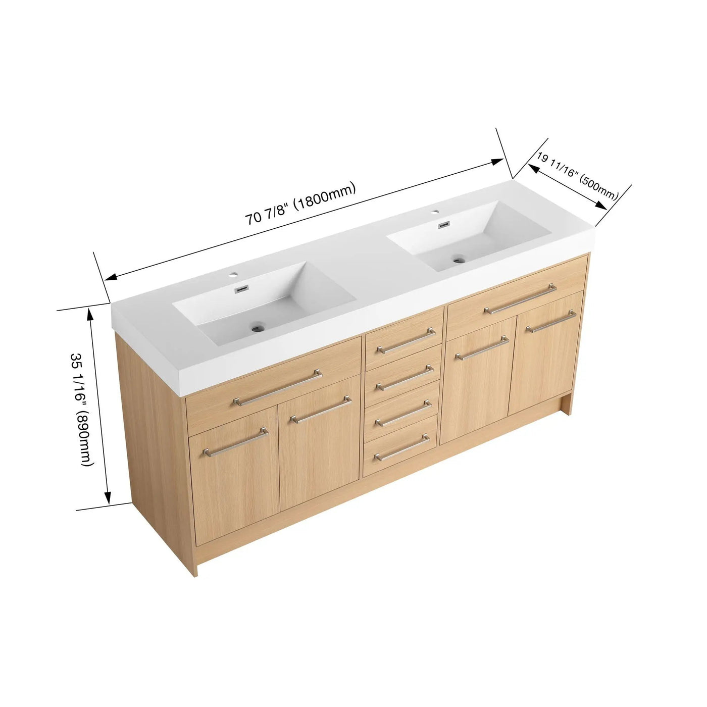 Freestanding Bathroom Vanity With Resin Sink, Soft-Closing Doors And Drawers by HouseOfZazla