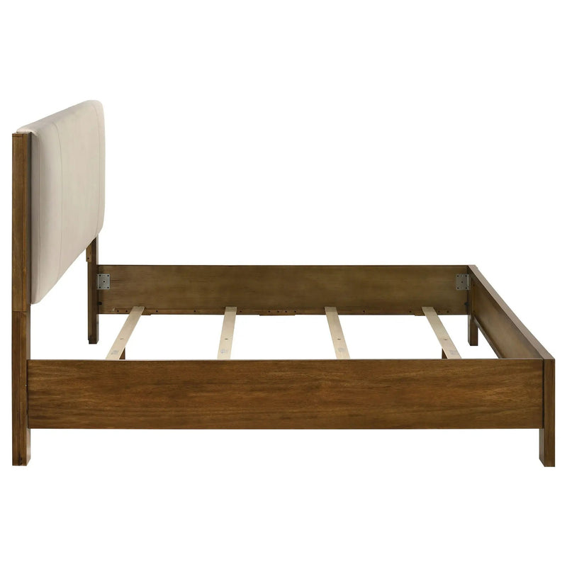 Adderley Eastern King Wood Panel Bed Cream and Warm Brown by Unique Piece Furniture