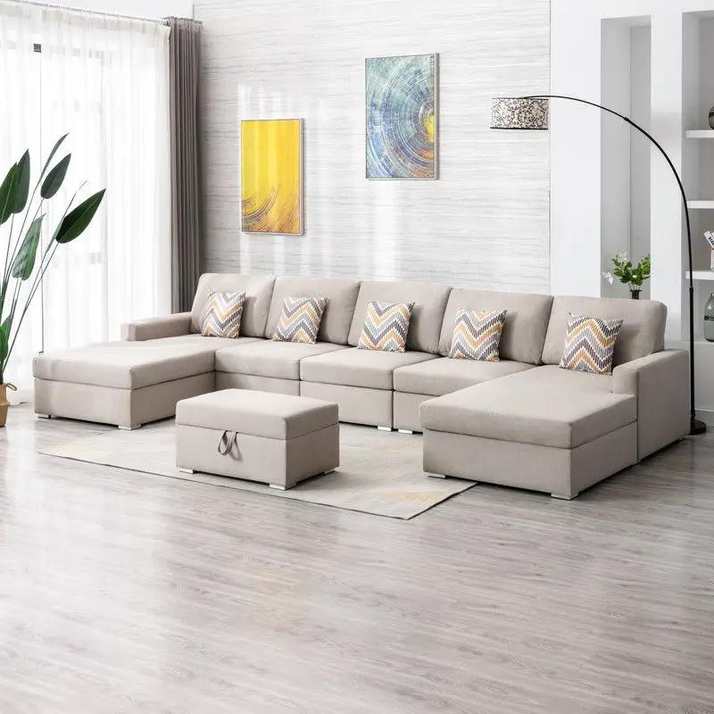 Nolan - Fabric 6 Piece Sectional Sofa With Pillows And Interchangeable Legs by HouseOfZazla