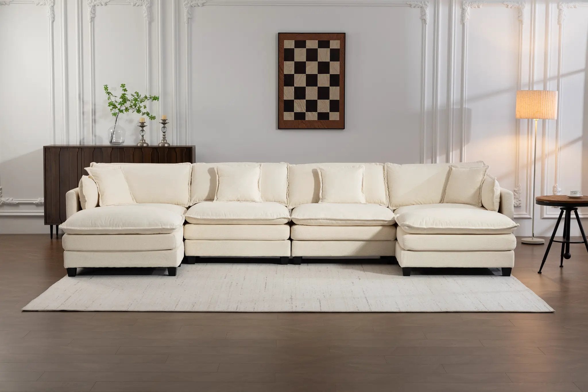 Modern 4-Seater Sectional Sofa with 2 Ottomans by HouseOfZazla
